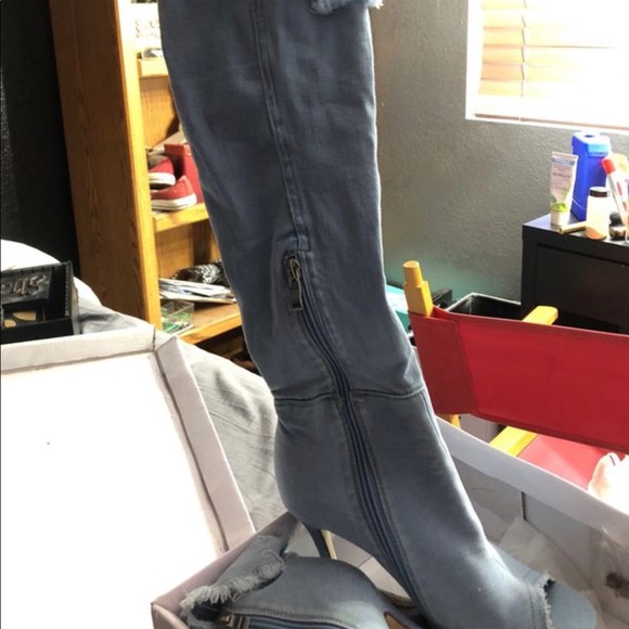 Denim fashion nova over the knee heels - Picture 2 of 4